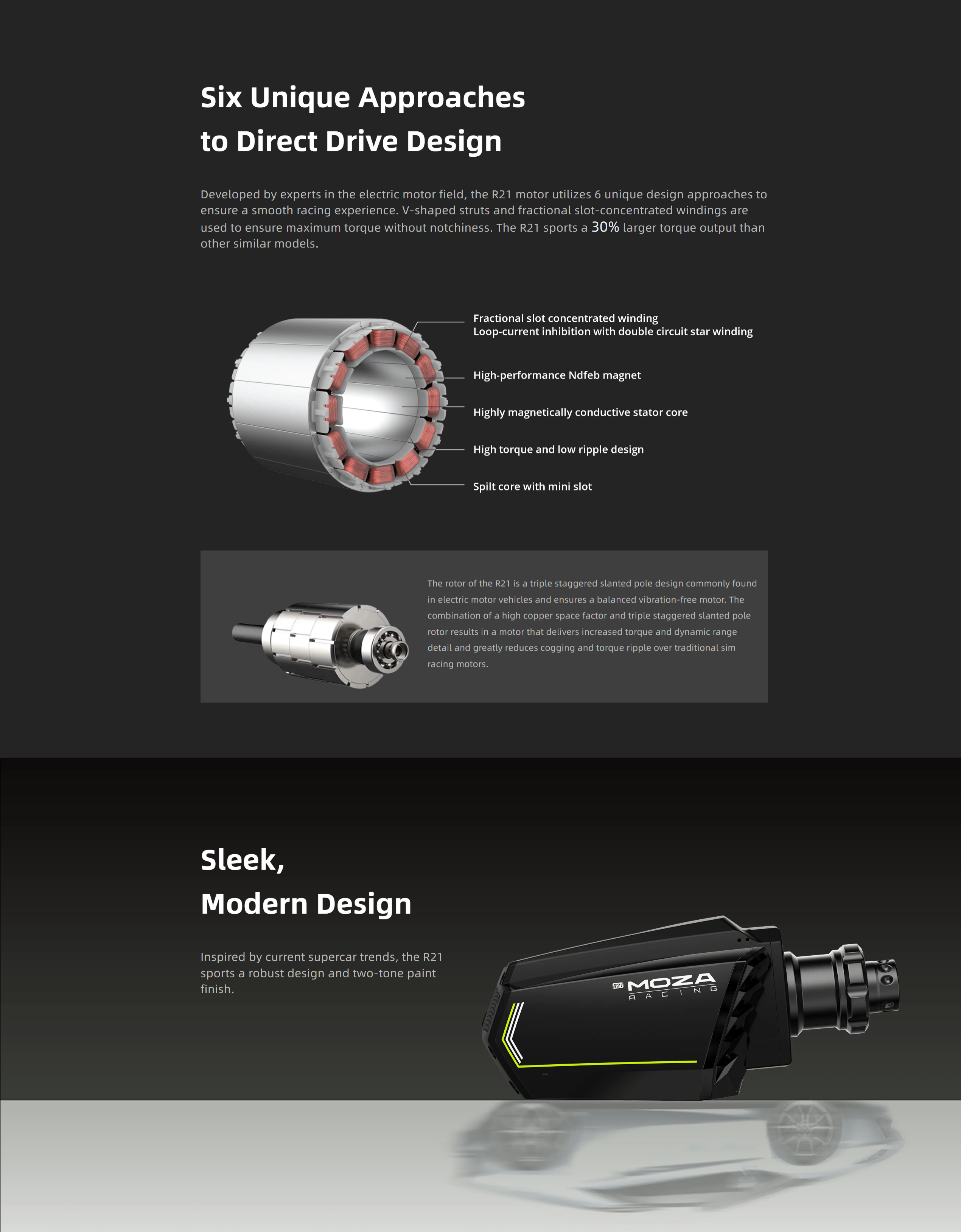 A large marketing image providing additional information about the product MOZA R21 Direct Drive Wheel Base - Additional alt info not provided